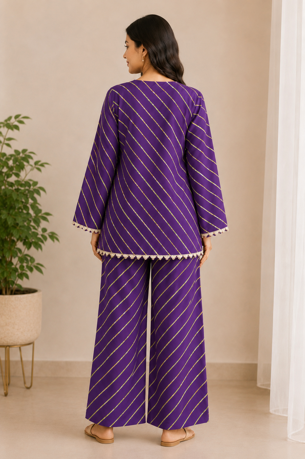 JAMUN LEHERIYA COORD SET