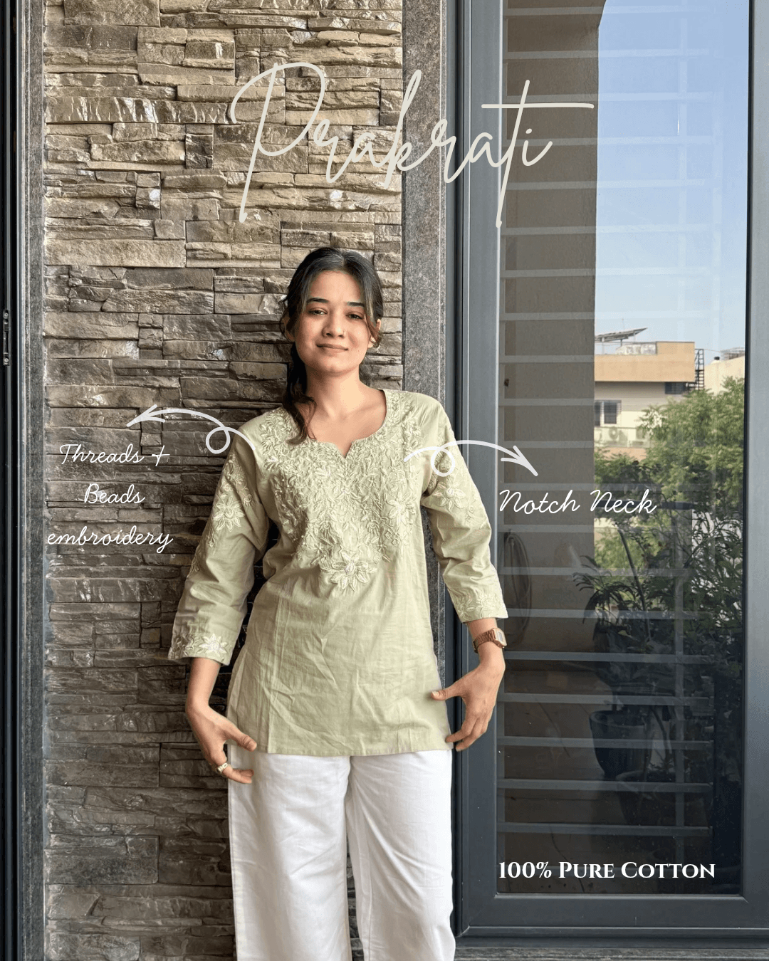 PRAKRATI EMBROIDERED SHORT KURTI