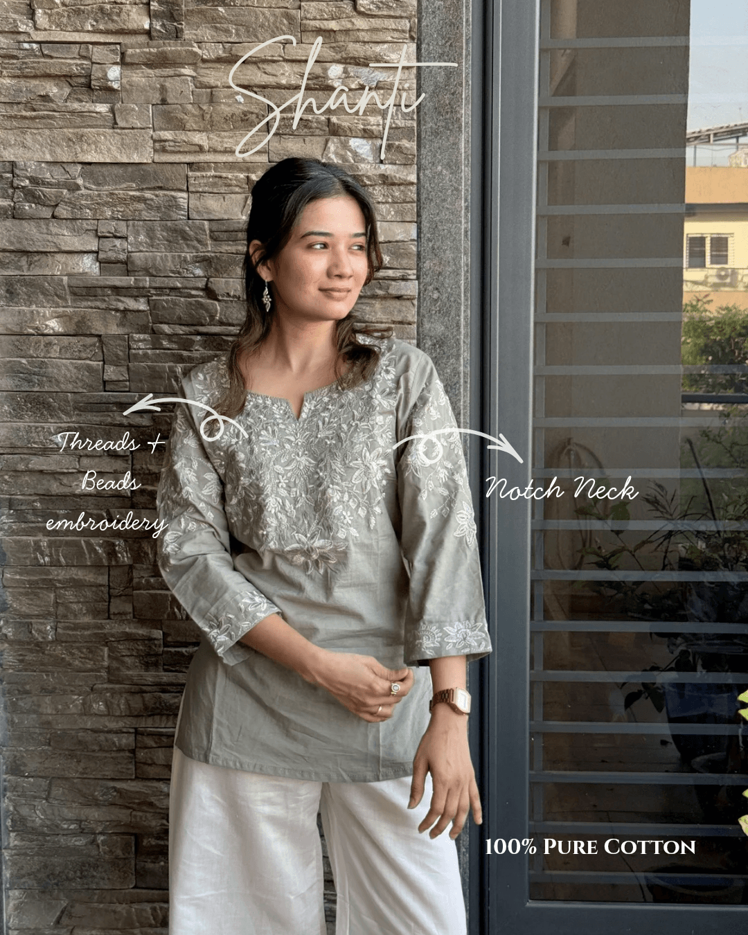 SHANTI EMBROIDERED SHORT KURTI