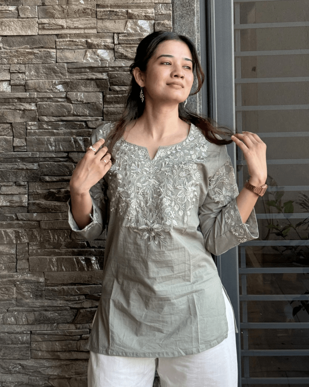 SHANTI EMBROIDERED SHORT KURTI